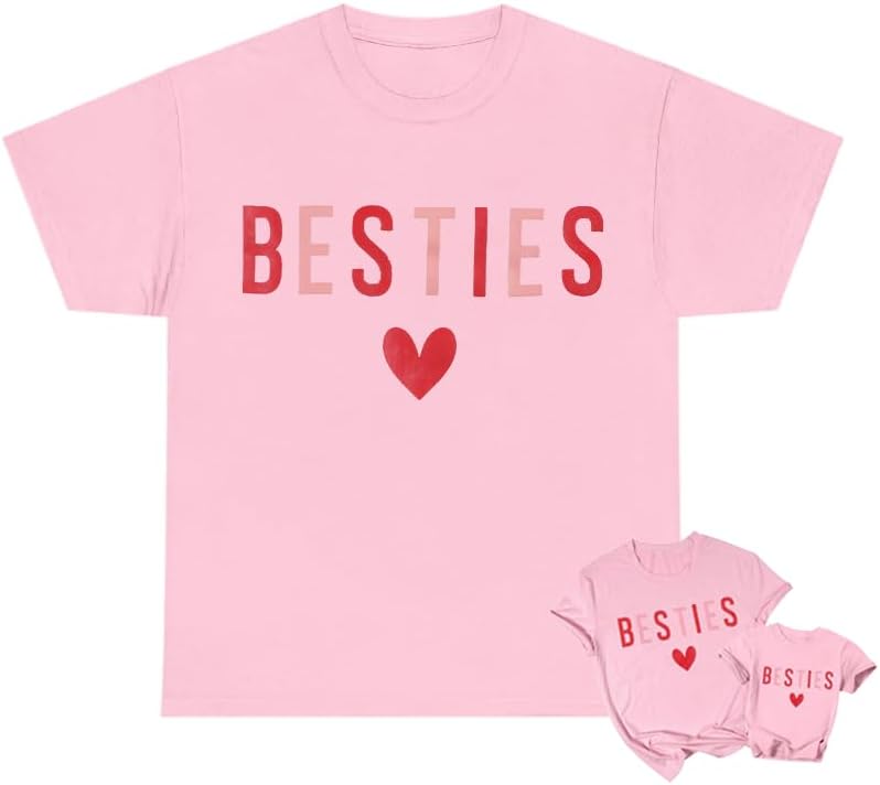 ASTANFY Mommy and Me Matching Outfits Valentine Shirts Women Besties Tshirt Love Heart Baby-Girls Outfit