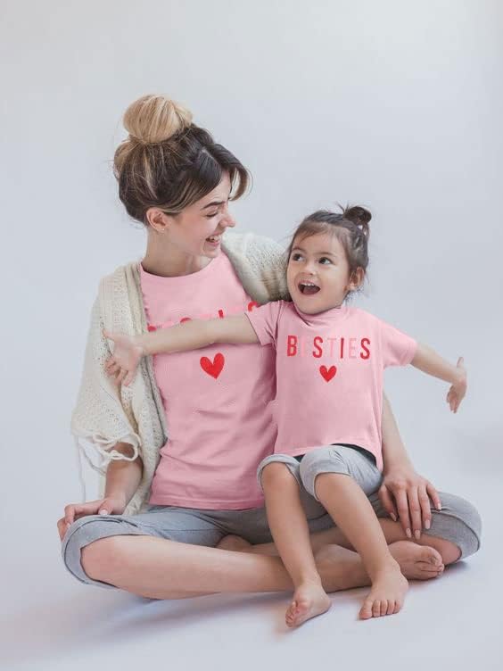 ASTANFY Mommy and Me Matching Outfits Valentine Shirts Women Besties Tshirt Love Heart Baby-Girls Outfit