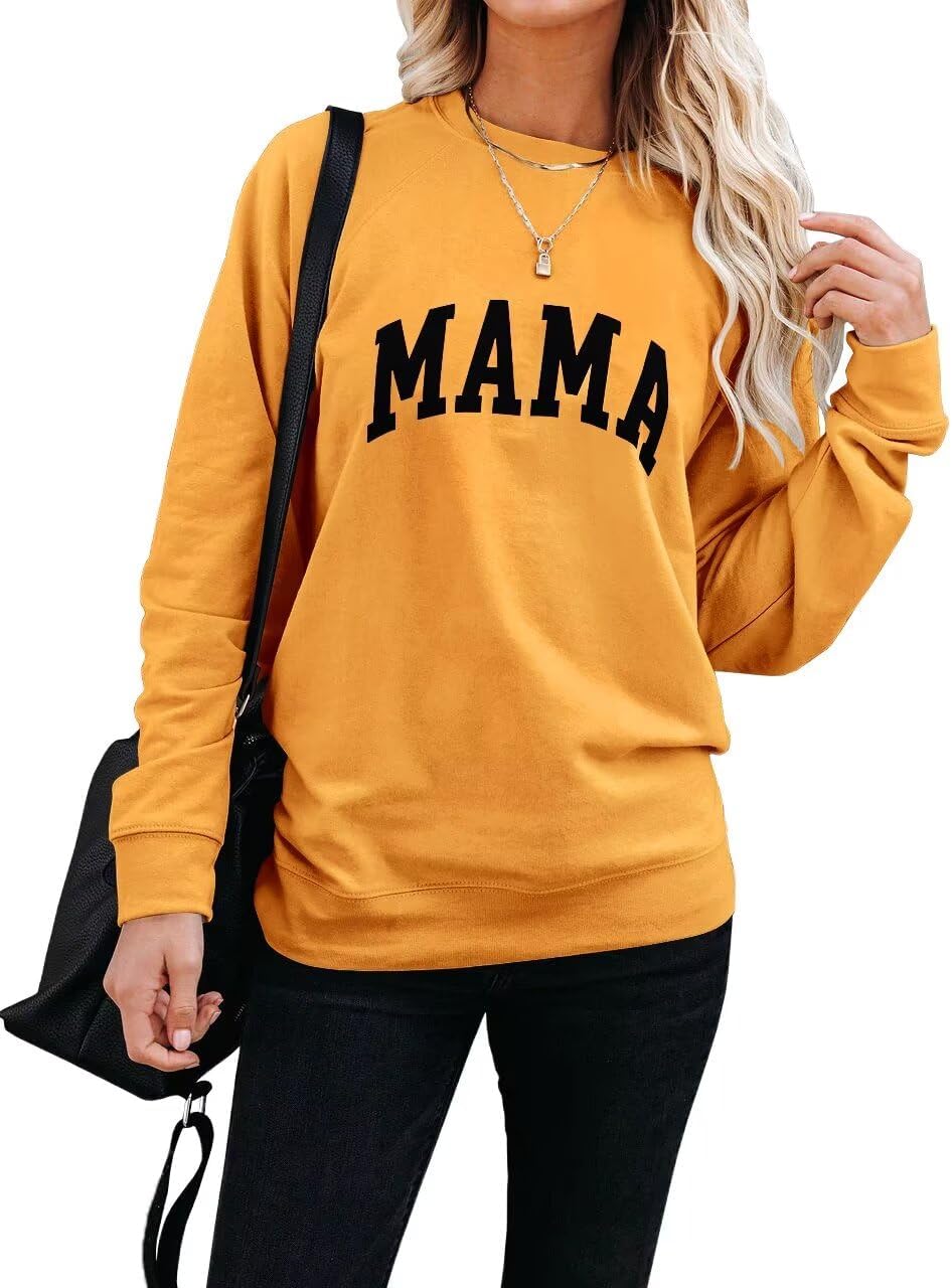 LEEDYA Women Long Sleeve Mama Sweatshirts Round Neck Pullover Loose Lightweight Blouse Tops