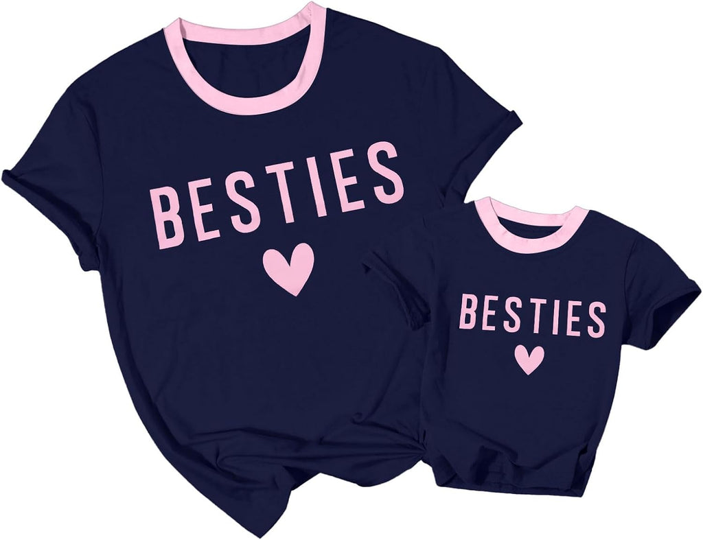 ASTANFY Mommy and Me Matching Outfits Valentine Shirts Women Besties Tshirt Love Heart Baby-Girls Outfit
