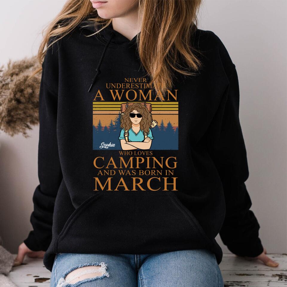 March Birthday Shirts, Custom Birthday Shirt, A Queen Was Born In March, March Birthday Gifts, March Birthday Shirts For Women, Camping Birthday Shirt, Never underestimate a Woman Who Loves Camping, Campers Gift, Camping Lover Unisex Cotton T Shirt