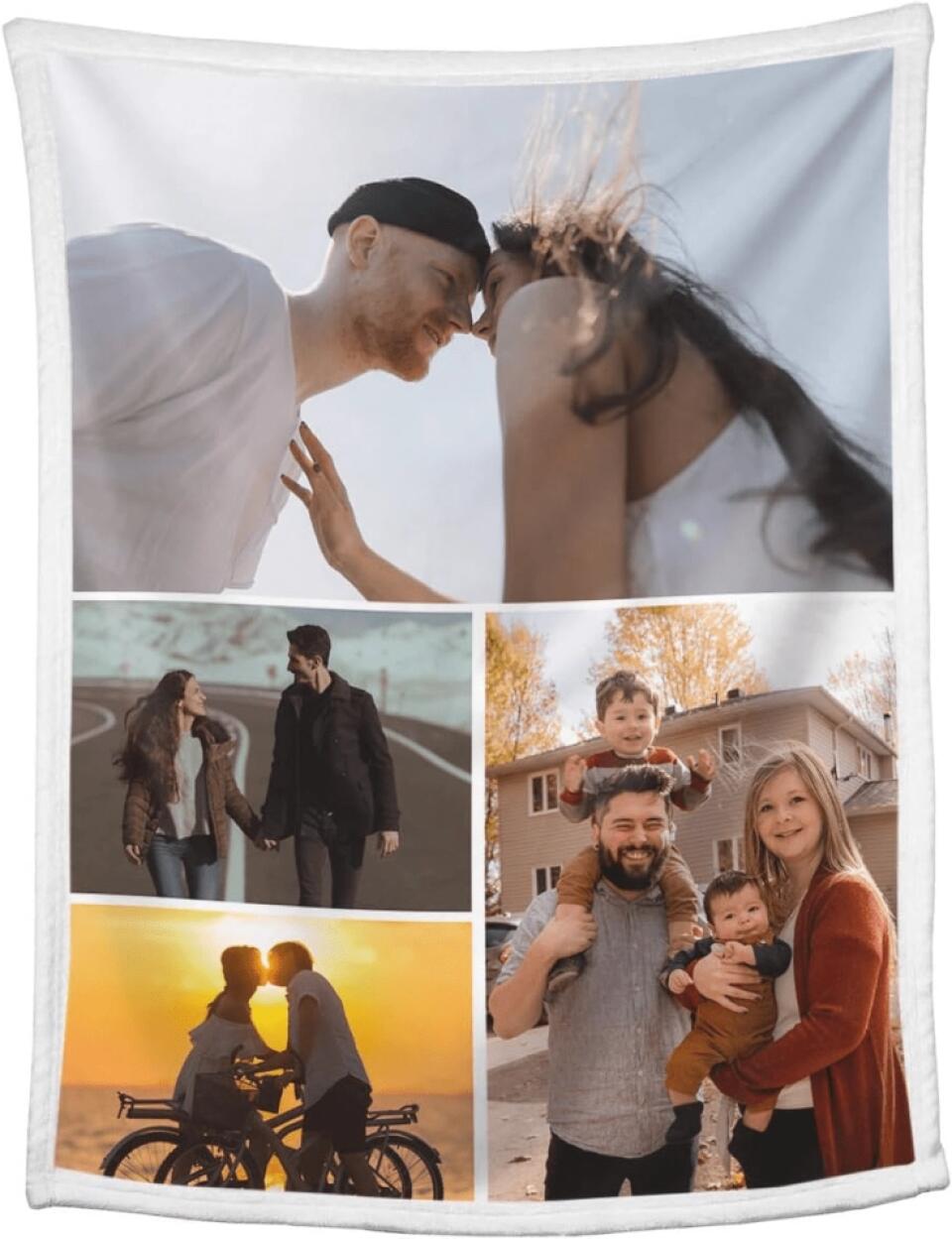 Custom Blankets with Photos Collage Personalized Throw Blankets with Picture and Text Soft Flannel Blankets Bed Throws Gift