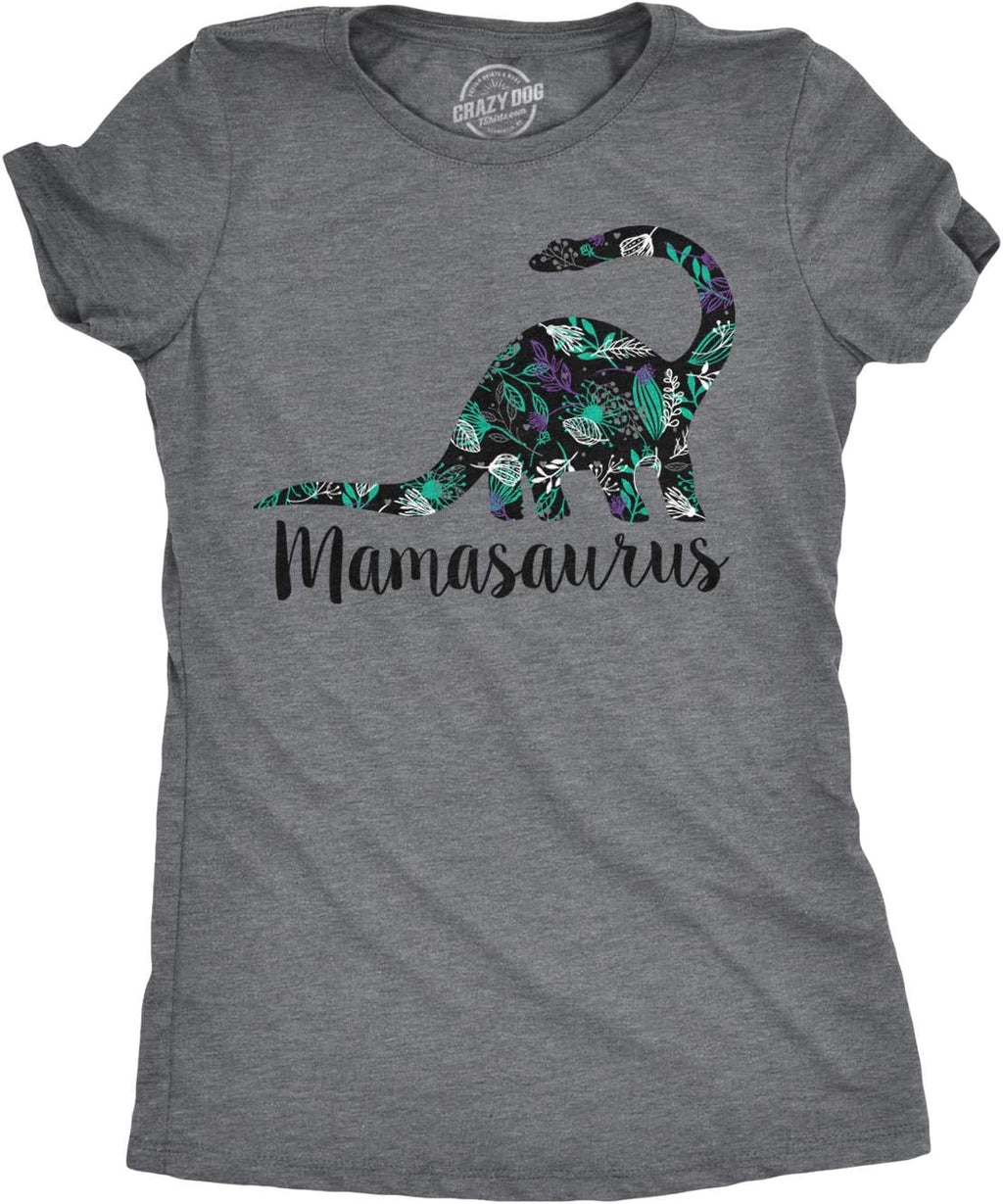 Womens Mamasaurus Brontosaurus and Mamasaurus Rex Dinosaur Mom T Shirts Funny Cool Graphic Tee for Mothers Day Mother Shirt