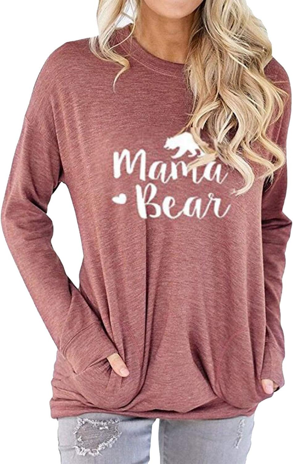 Nlife Mama Bear Mothers Day Shirt for Gifts Moms Graphic Tees with Sayings Womens Tshirts Tops