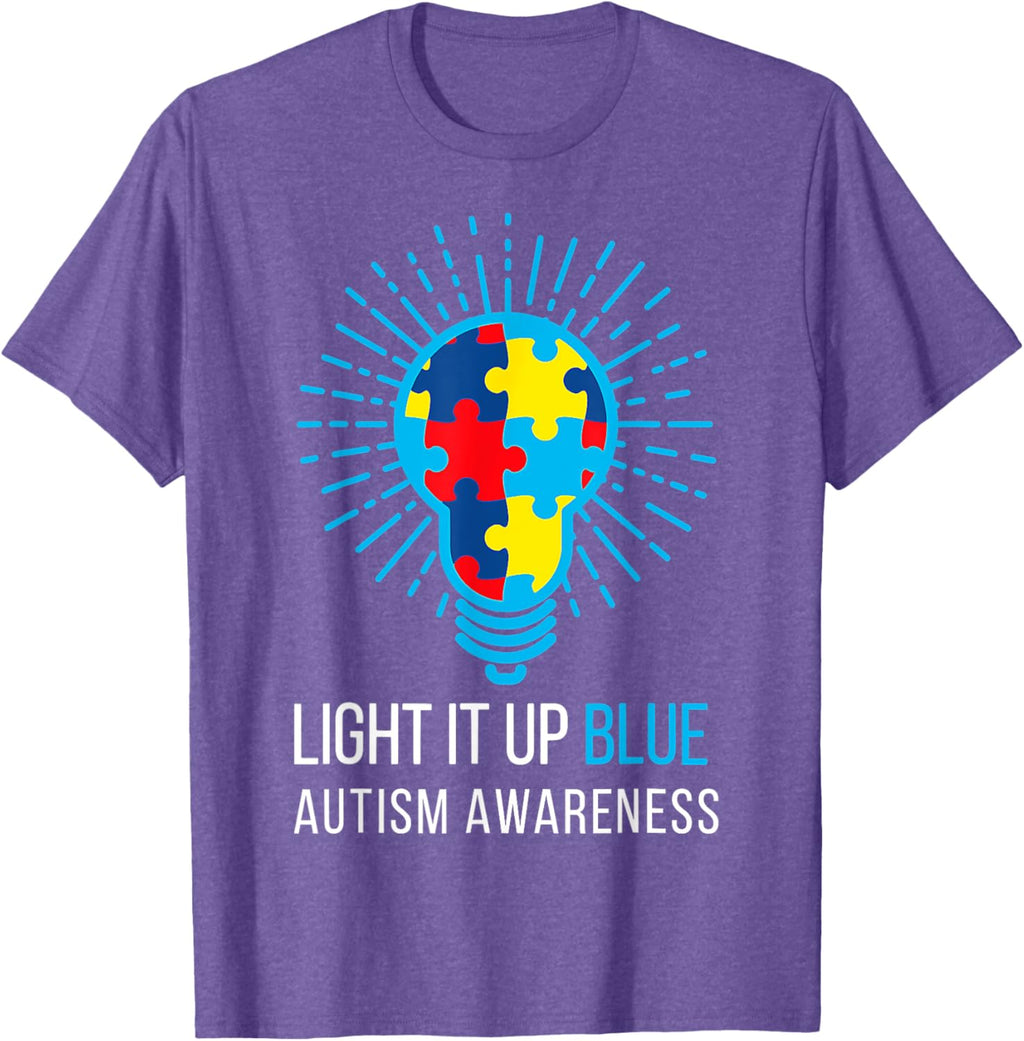 Light It Up Blue Autism Awareness Ribbon Puzzle Pieces