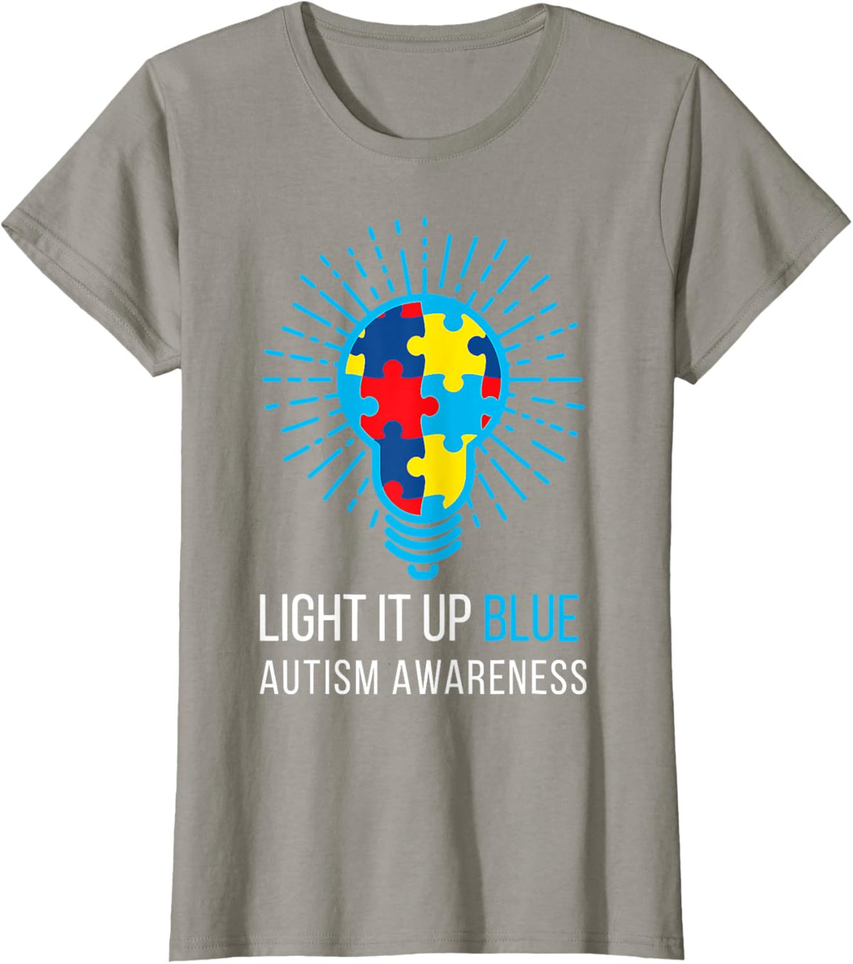 Light It Up Blue Autism Awareness Ribbon Puzzle Pieces