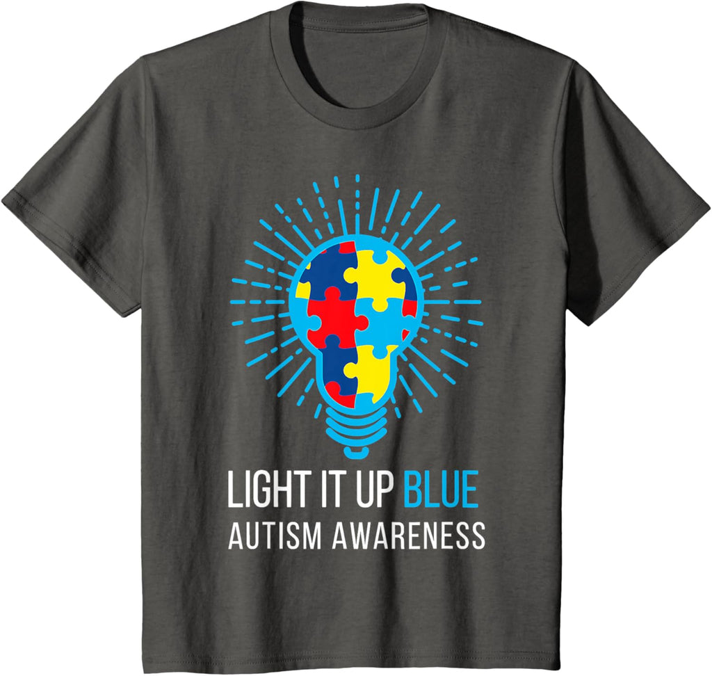 Light It Up Blue Autism Awareness Ribbon Puzzle Pieces