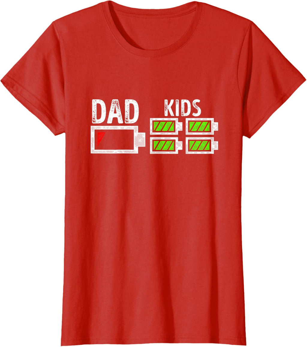 Dad of Four Low Battery Funny Father of 4 Kids Dad
