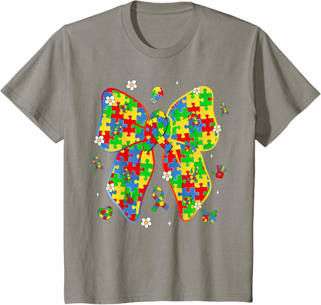 Autism Awareness Coquette Bow Puzzle Bow Women Kids Girl Boy
