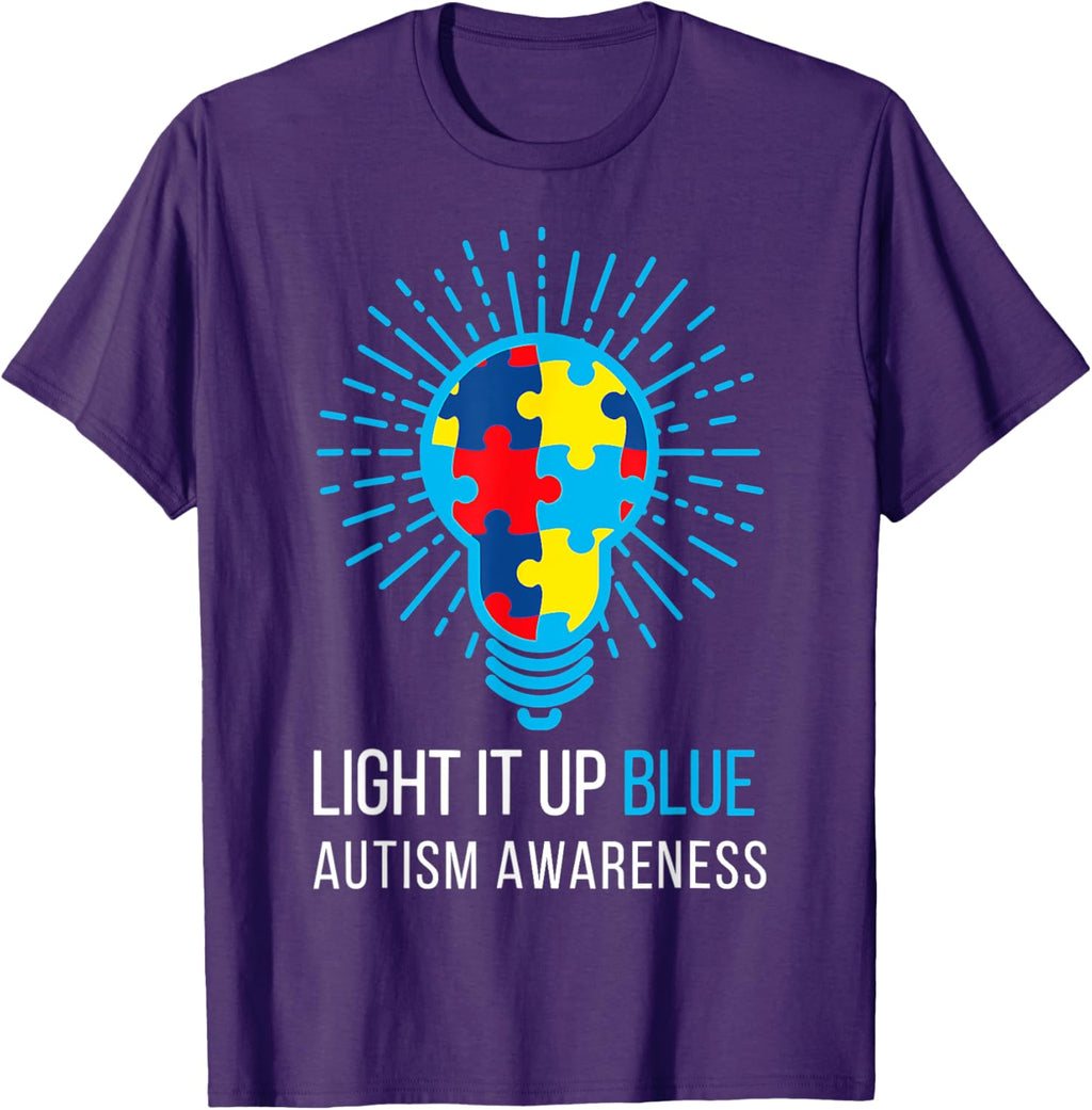 Light It Up Blue Autism Awareness Ribbon Puzzle Pieces