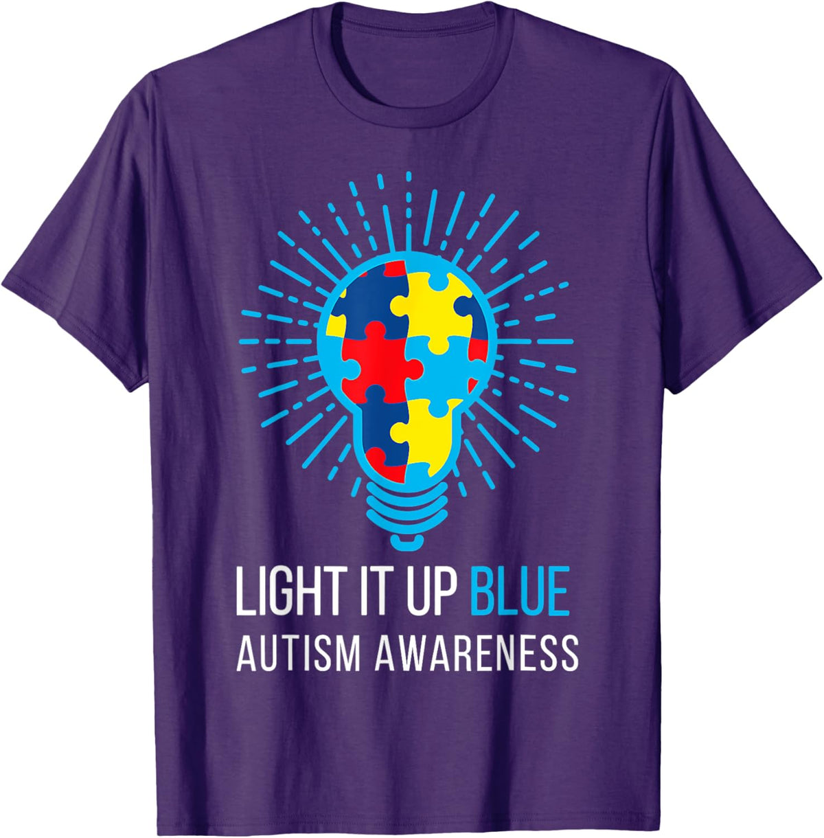 Light It Up Blue Autism Awareness Ribbon Puzzle Pieces