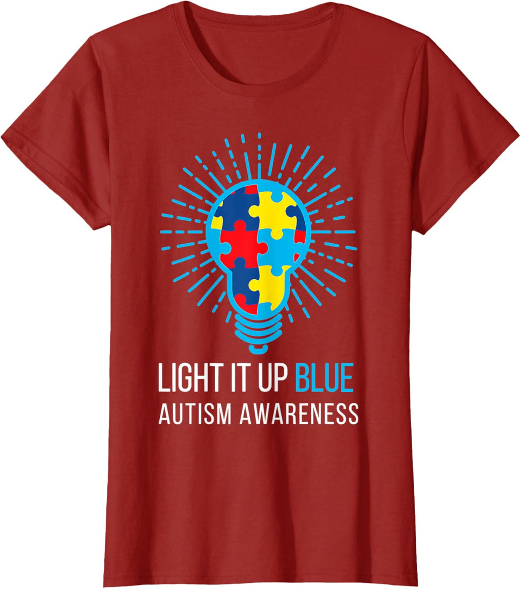 Light It Up Blue Autism Awareness Ribbon Puzzle Pieces