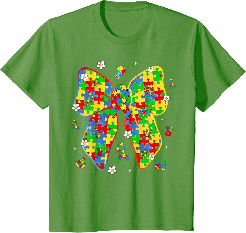 Autism Awareness Coquette Bow Puzzle Bow Women Kids Girl Boy