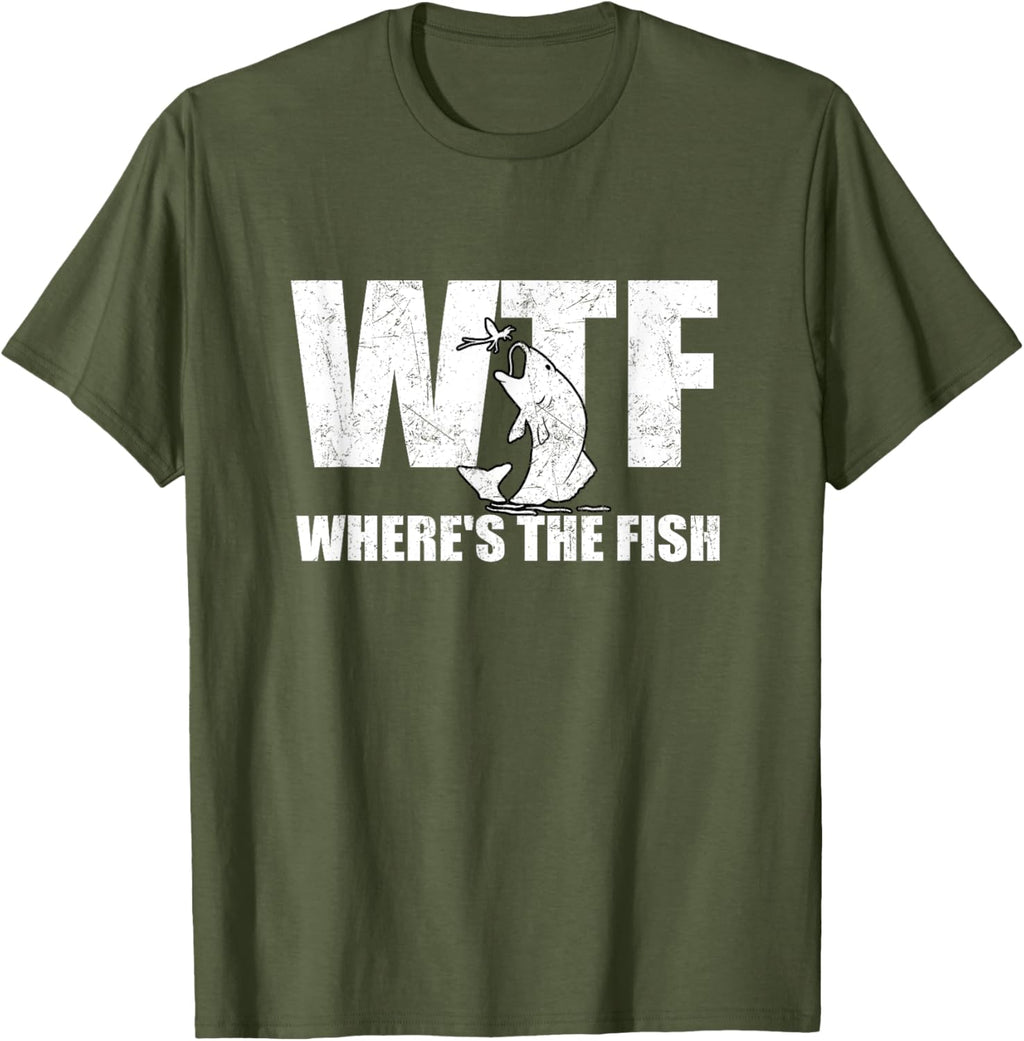 WTF Where's The Fish Men's Funny Fishing Gifts Fathers Day
