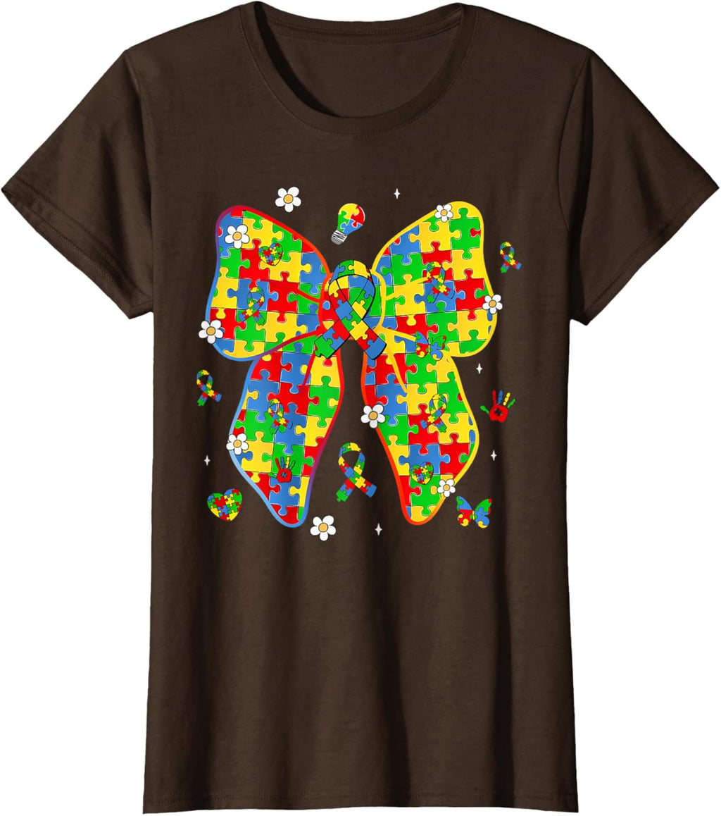 Autism Awareness Coquette Bow Puzzle Bow Women Kids Girl Boy