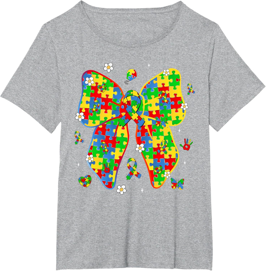 Autism Awareness Coquette Bow Puzzle Bow Women Kids Girl Boy