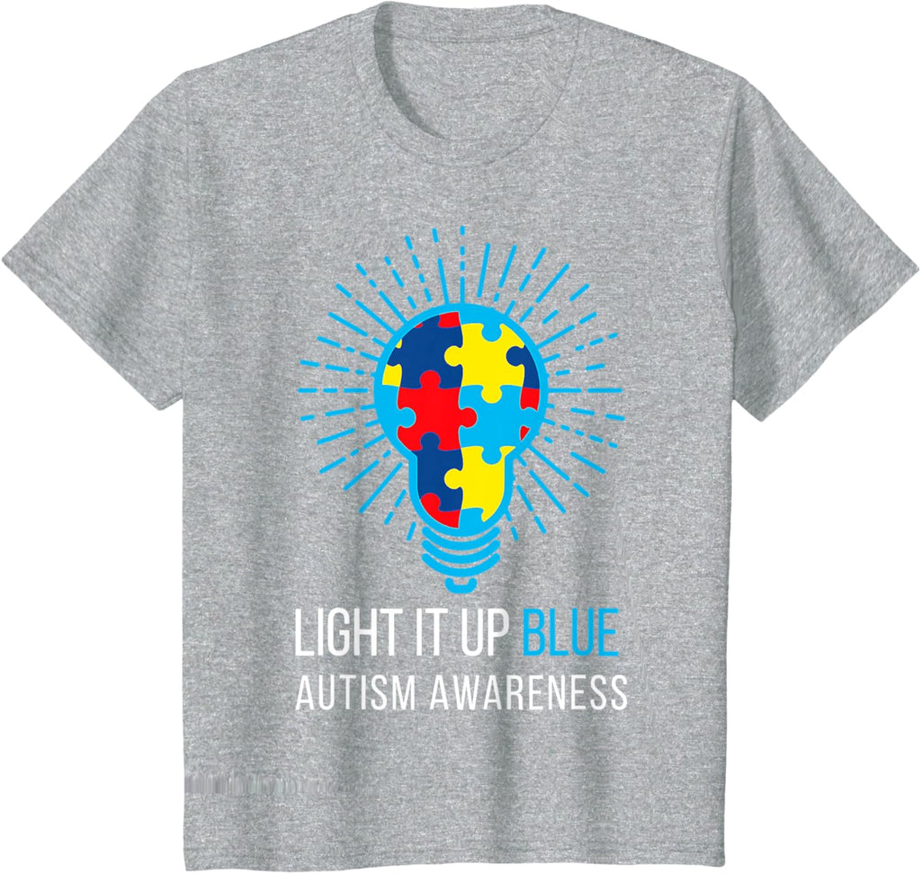 Light It Up Blue Autism Awareness Ribbon Puzzle Pieces
