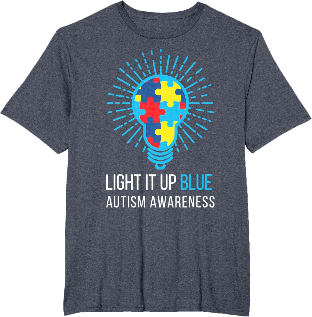 Light It Up Blue Autism Awareness Ribbon Puzzle Pieces