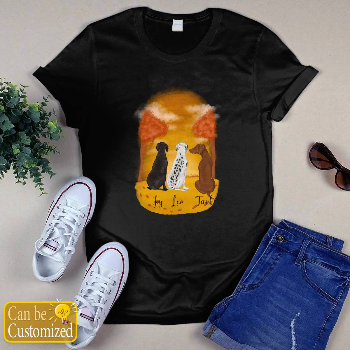 Personalize For 3 Dogs T-shirt