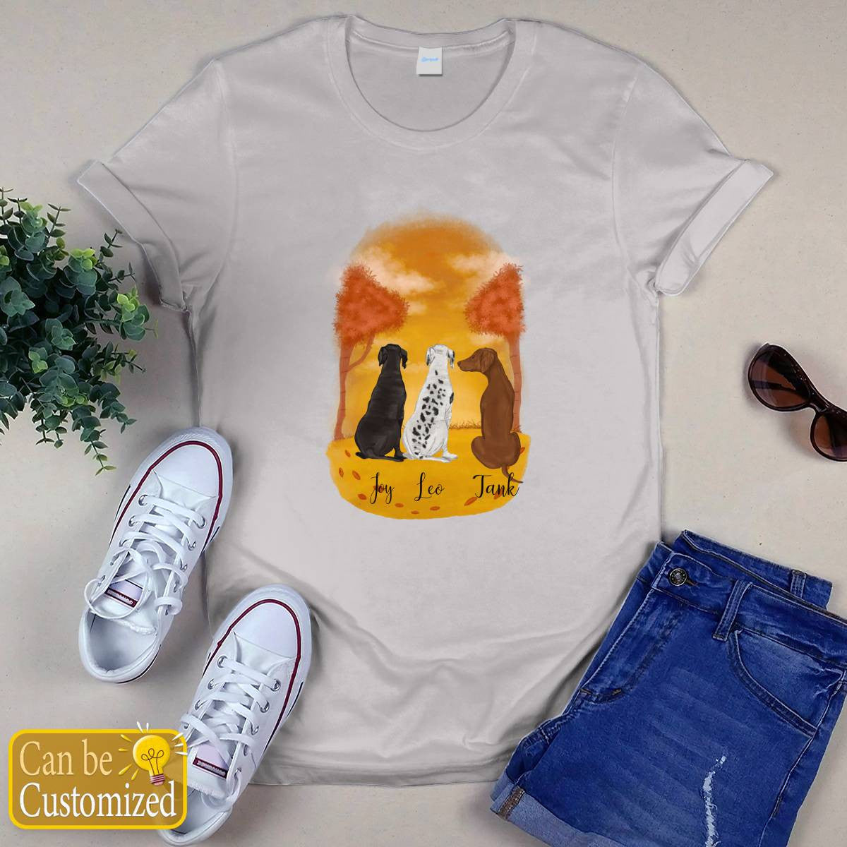 Personalize For 3 Dogs T-shirt