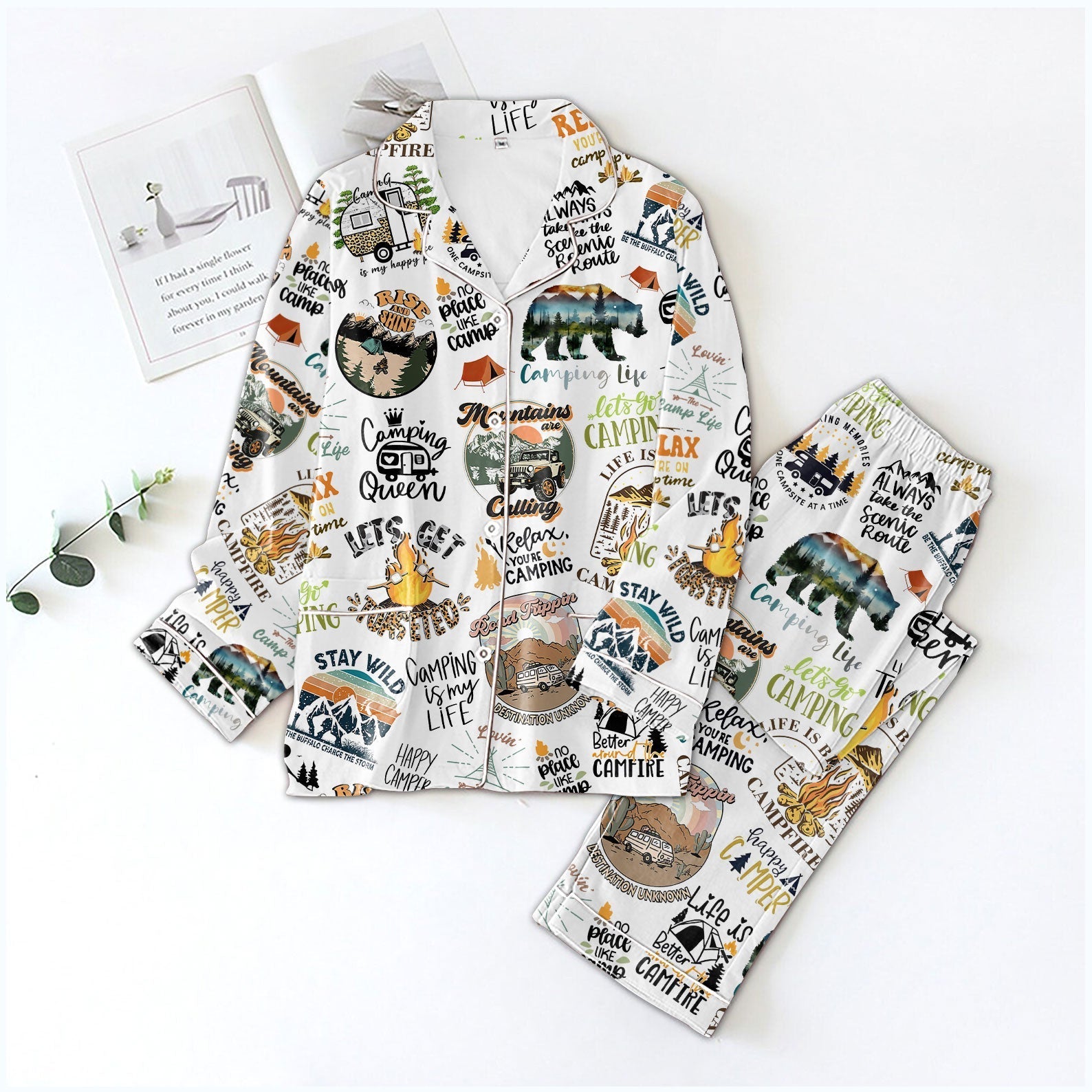 Personalized Women's Pajama Set, Gift For Camping Lovers